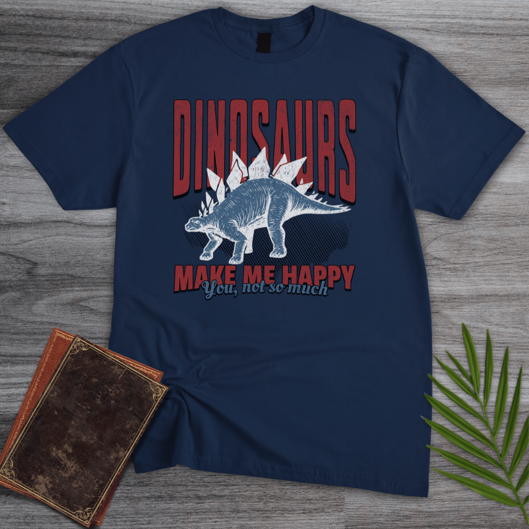T-Shirt Navy / S Vintage Dinosaurs Make Me Happy T-Shirt