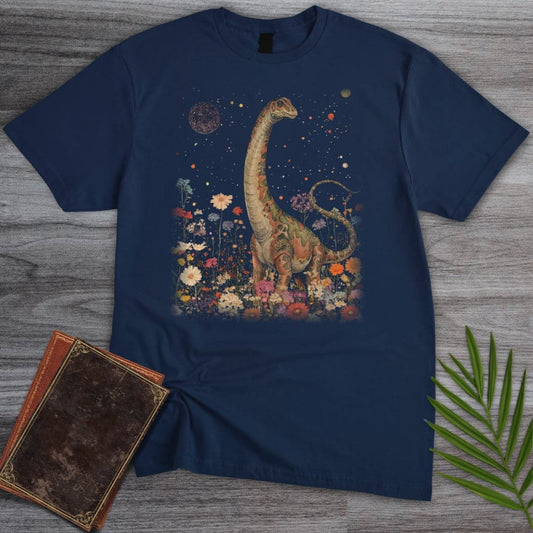 T-Shirt Navy / S Vintage Floral Diplodocus T-Shirt