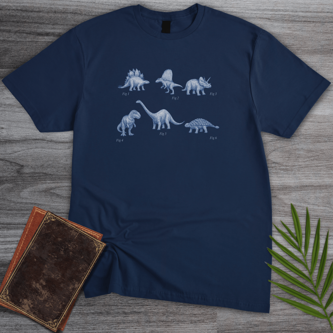 T-Shirt Navy / S Vintage Scientific Dinosaur Figures T-Shirt