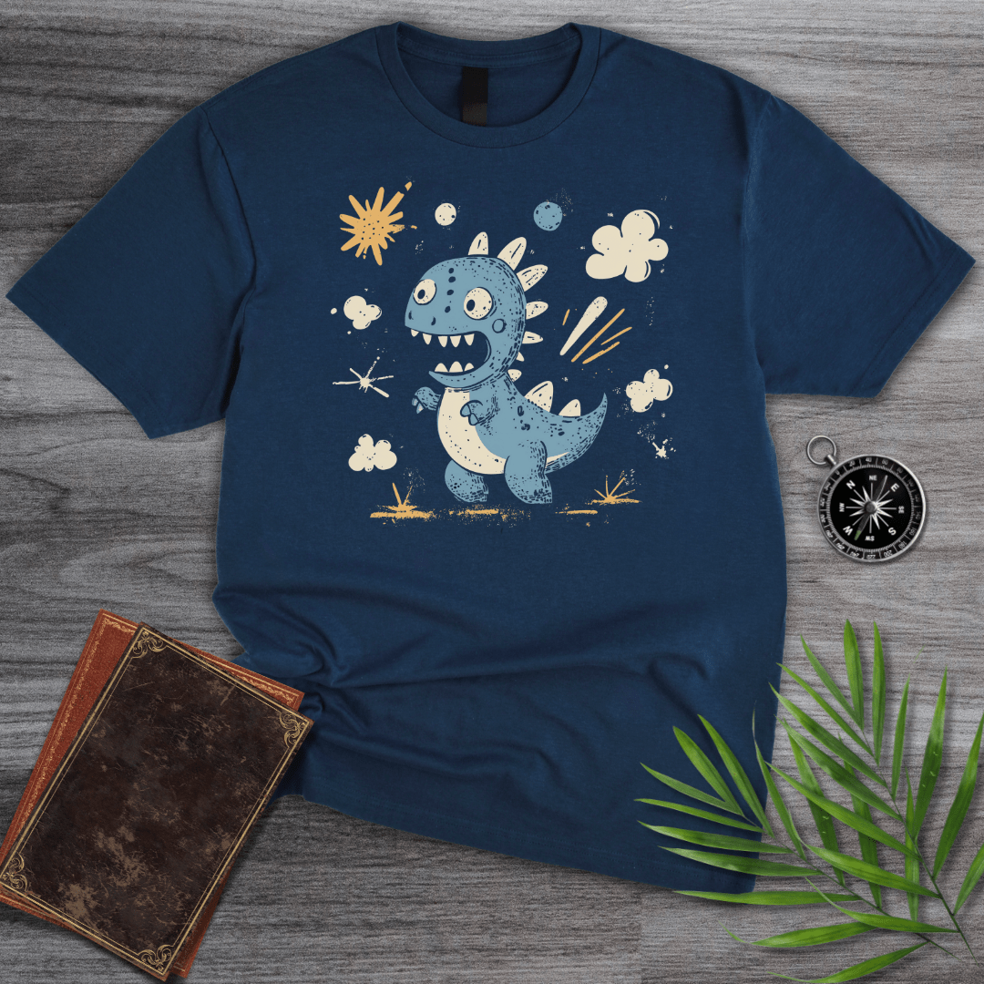 T-Shirt Navy / S Whimsical Roaring Dinosaur T-Shirt