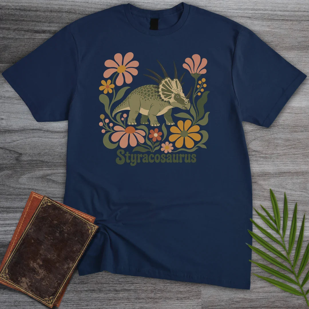 T-Shirt Navy / S Wild Bloom Styracosaurus T-Shirt