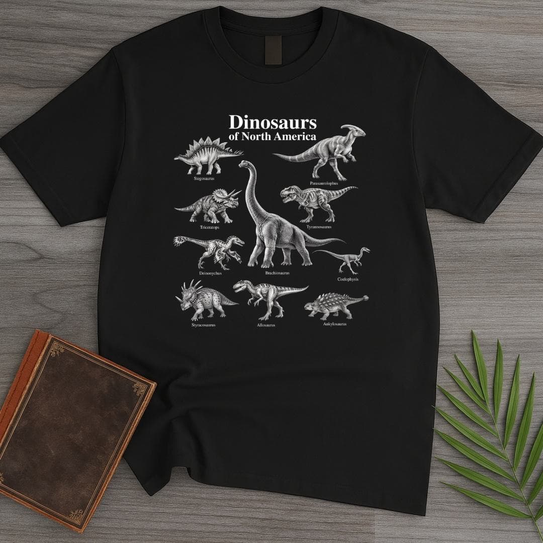 T-Shirt S / Black Dinosaurs of North America T-Shirt