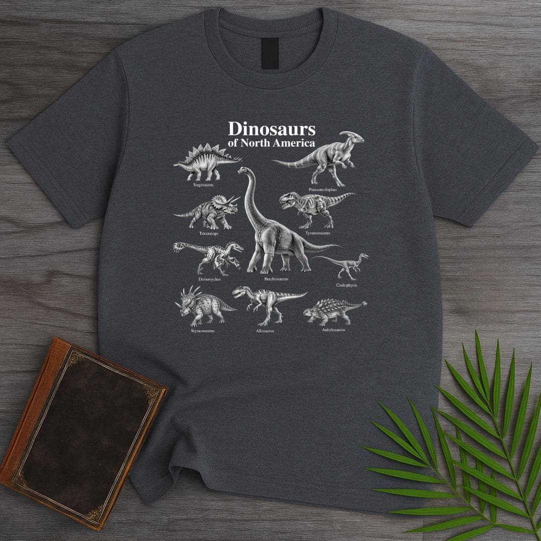 T-Shirt S / Dark Heather Dinosaurs of North America T-Shirt
