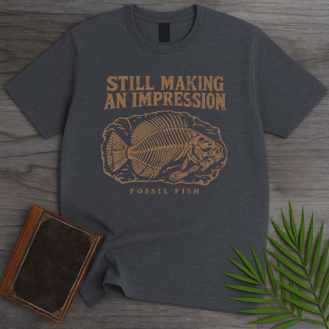 T-Shirt S / Dark Heather Still Making An Impression Fossil Fish T-Shirt