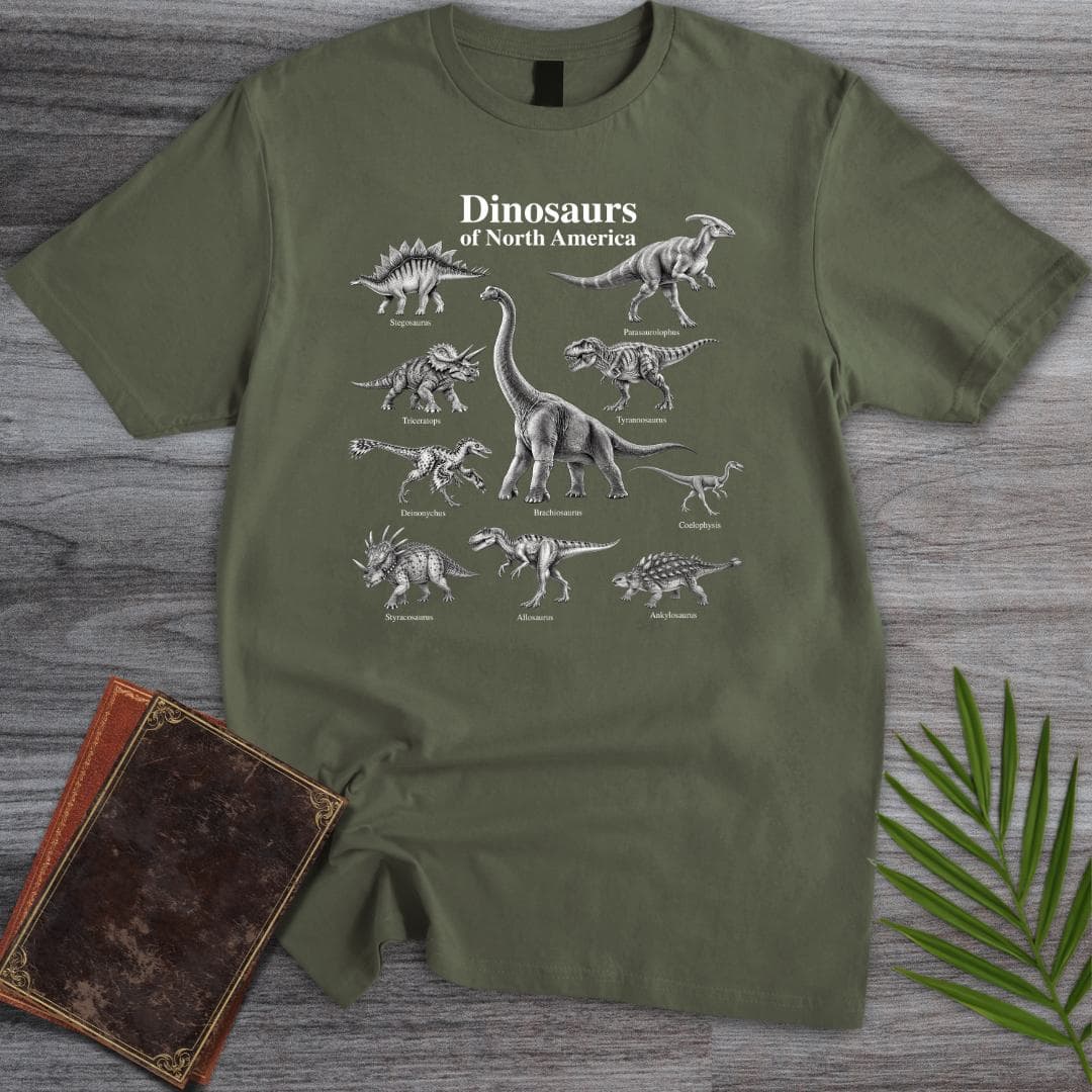 T-Shirt S / Military Green Dinosaurs of North America T-Shirt