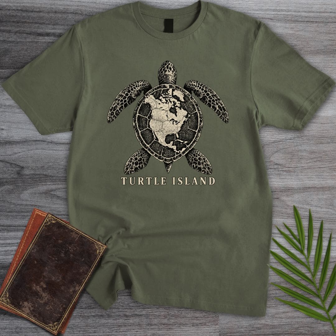 T-Shirt S / Military Green Turtle Island T-Shirt