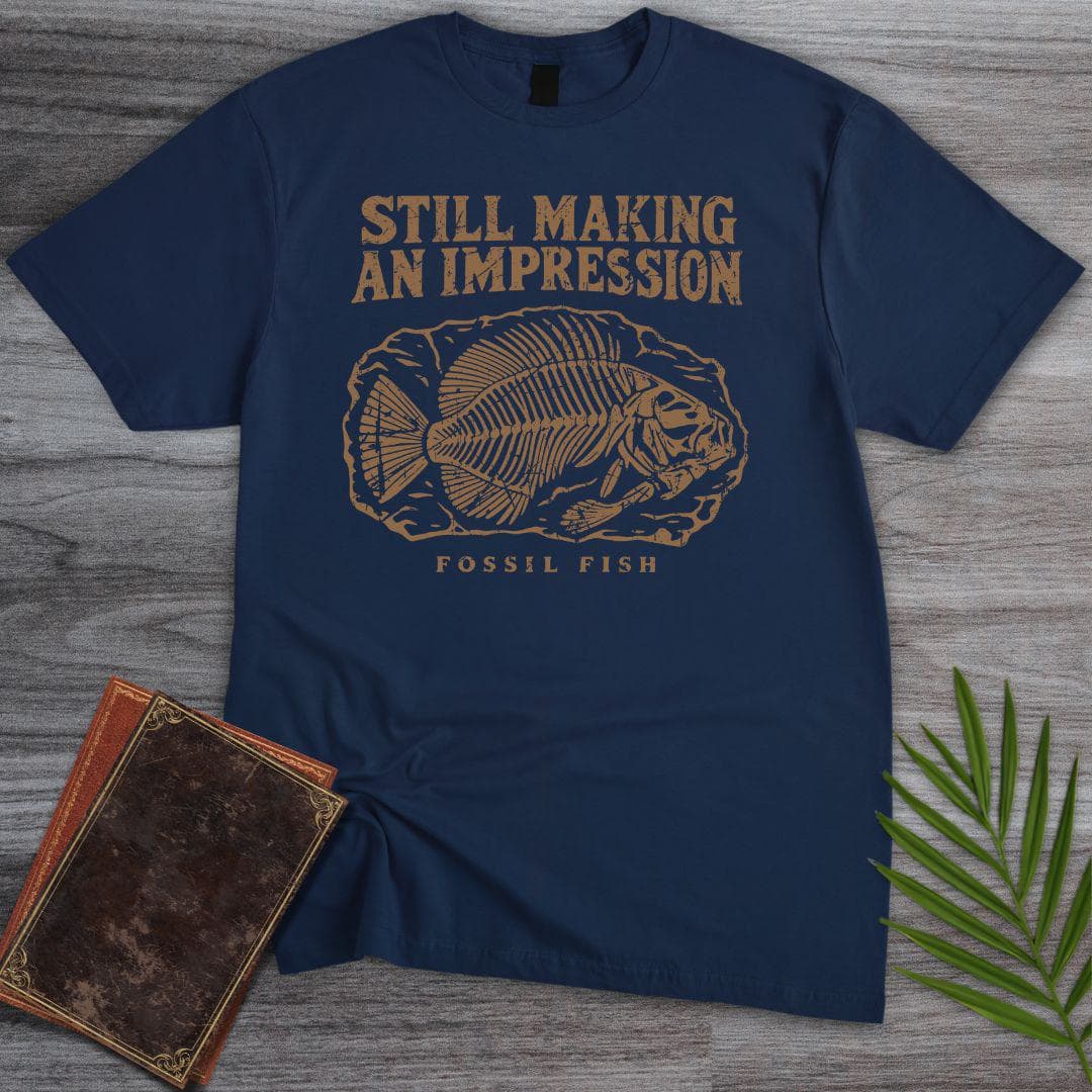 T-Shirt S / Navy Still Making An Impression Fossil Fish T-Shirt