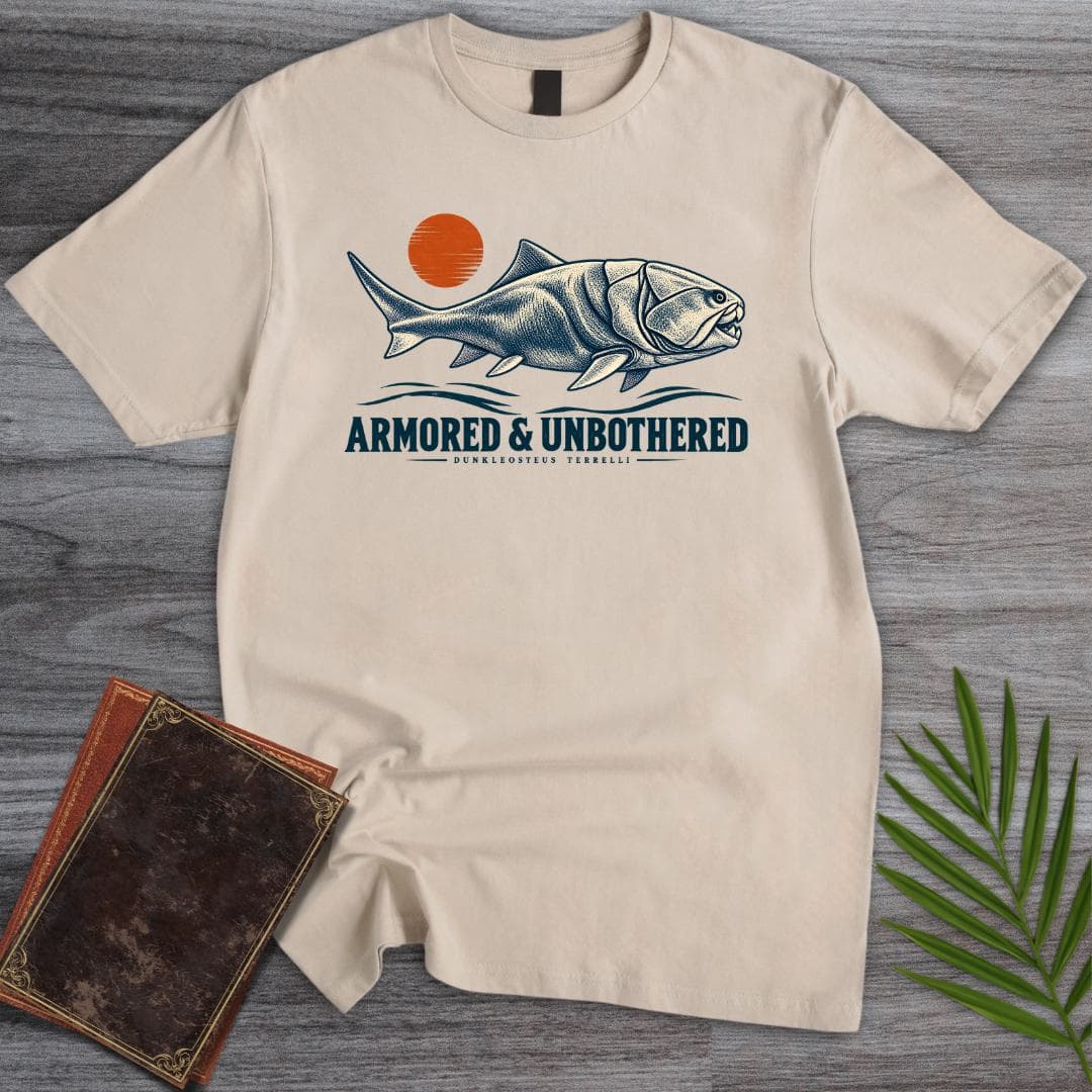 T-Shirt S / Sand Armored & Unbothered – Vintage Dunkleosteus T-Shirt