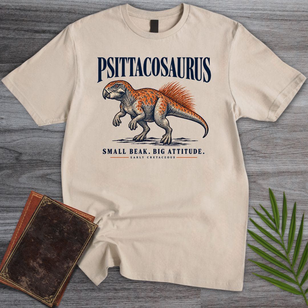 T-Shirt S / Sand Psittacosaurus Small Beak Big Attitude T-Shirt