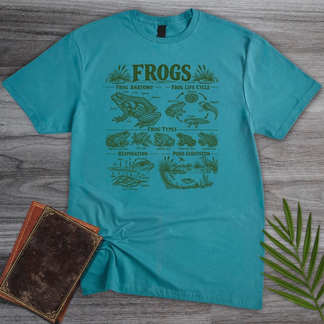 T-Shirt S / Tropical Blue Frog Infographic T-Shirt