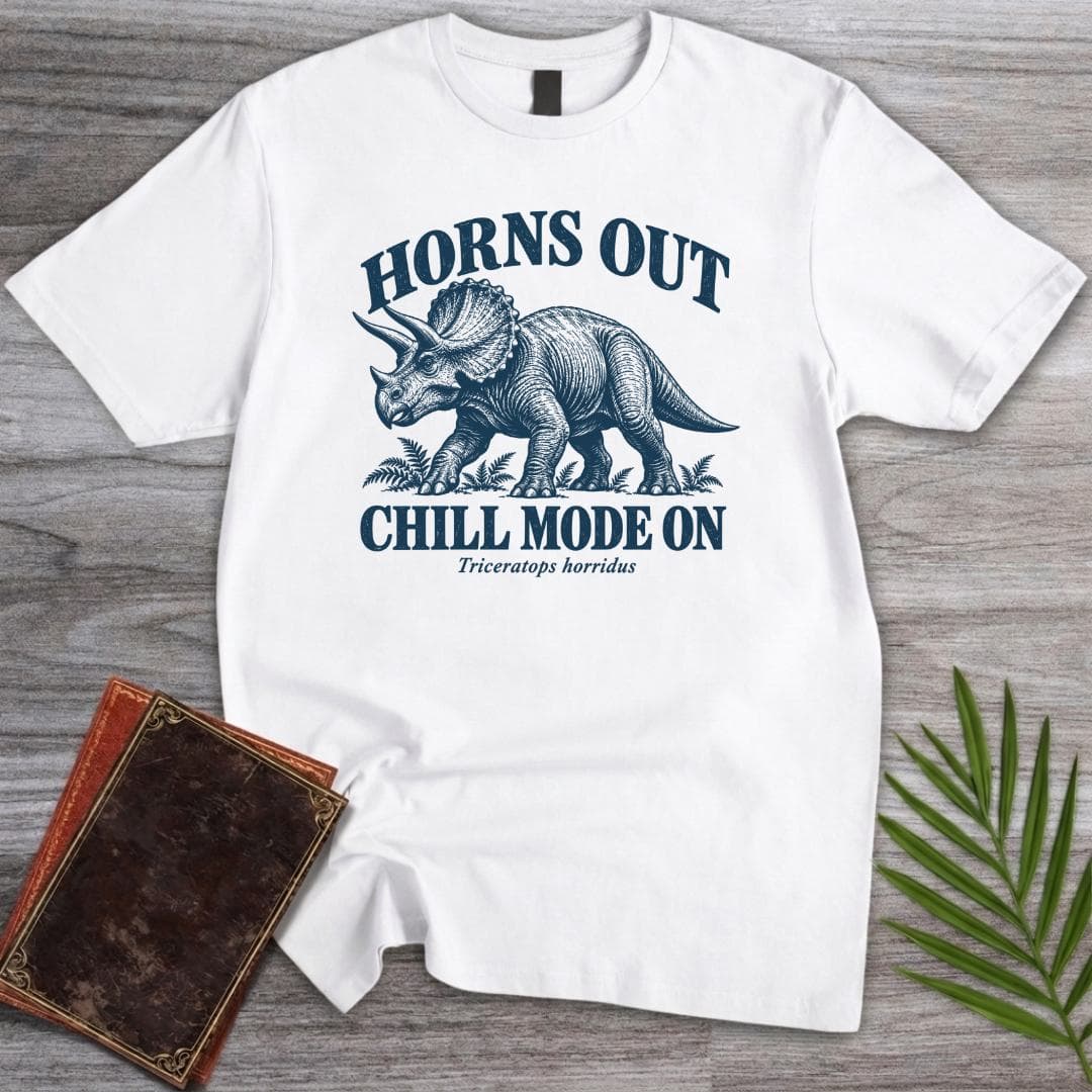 T-Shirt S / White Horns Out Triceratops T-Shirt