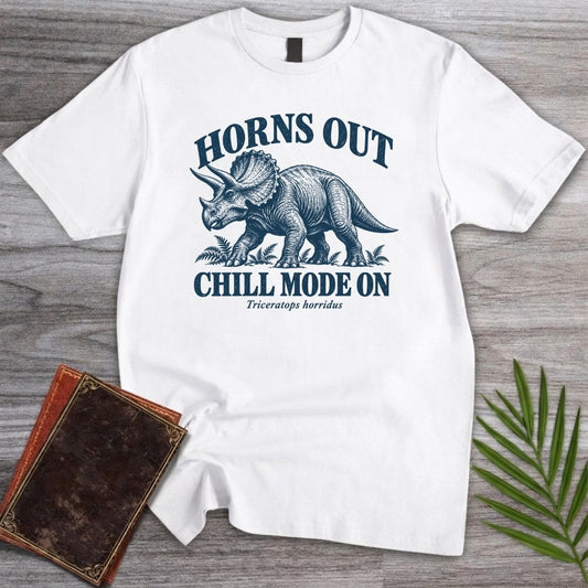 T-Shirt S / White Horns Out Triceratops T-Shirt