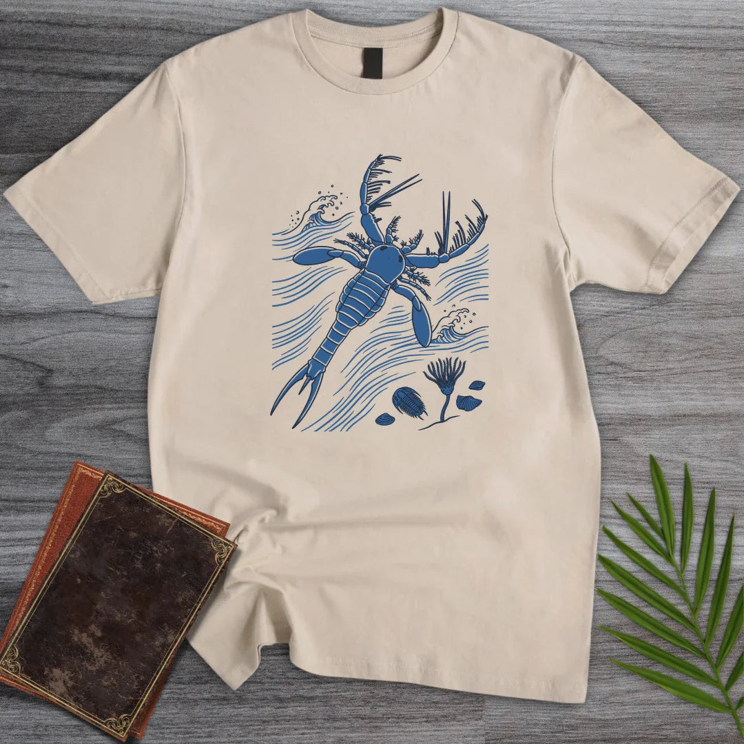 T-Shirt Sand / M Blue Woodblock Megalograptus T-Shirt