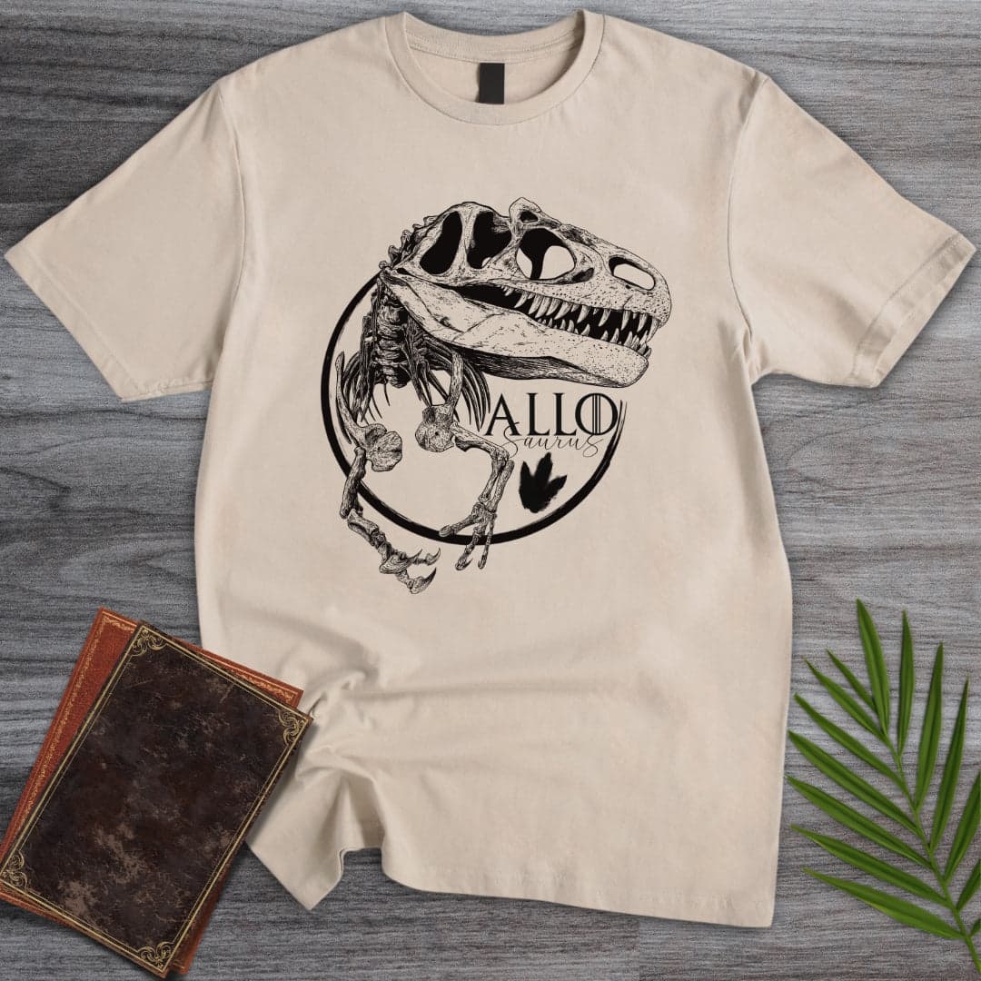 T-Shirt Sand / S Allosaurus Fossil Step T-Shirt (farkas.art)