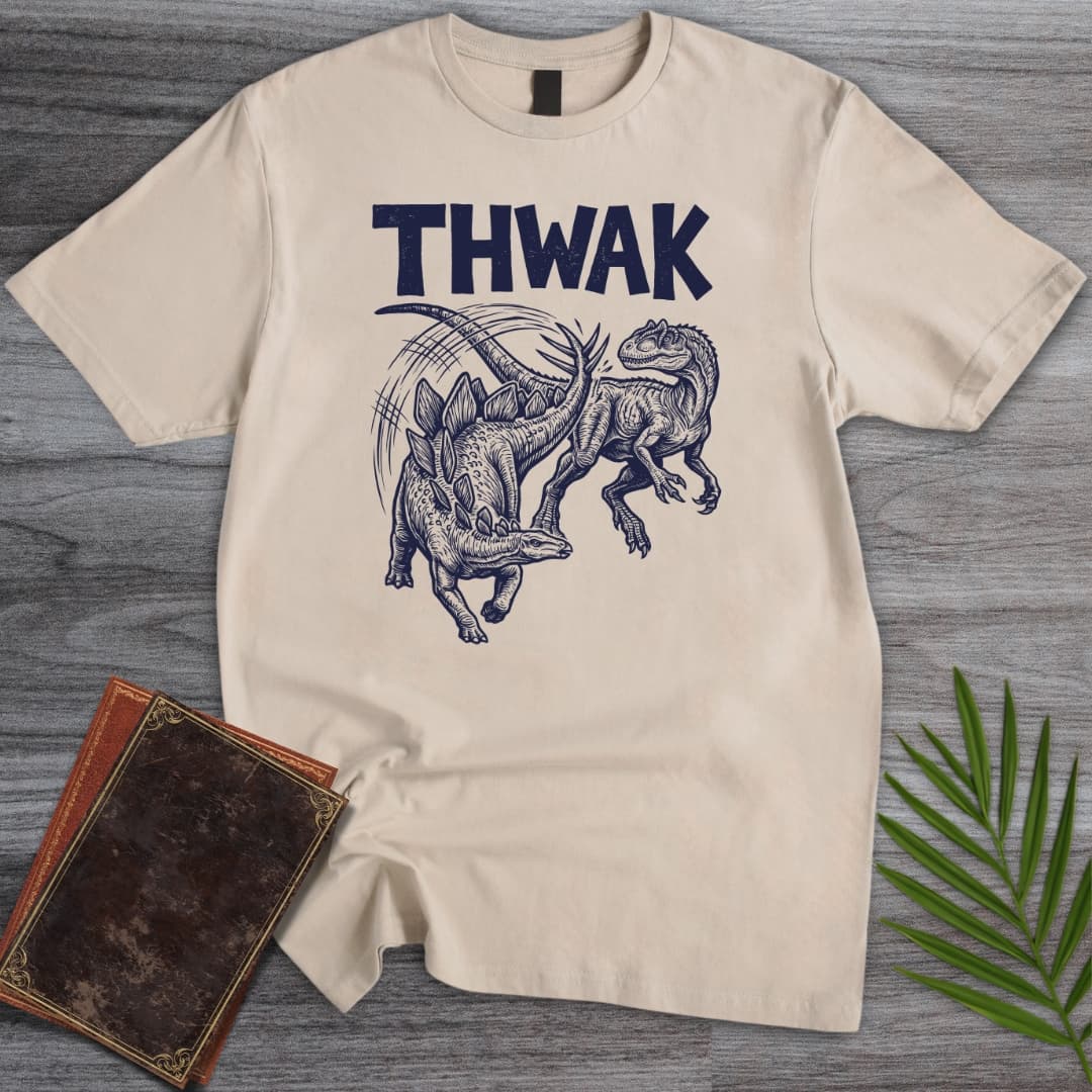 T-Shirt Sand / S Allosaurus vs Stegosaurus THWAK T-Shirt