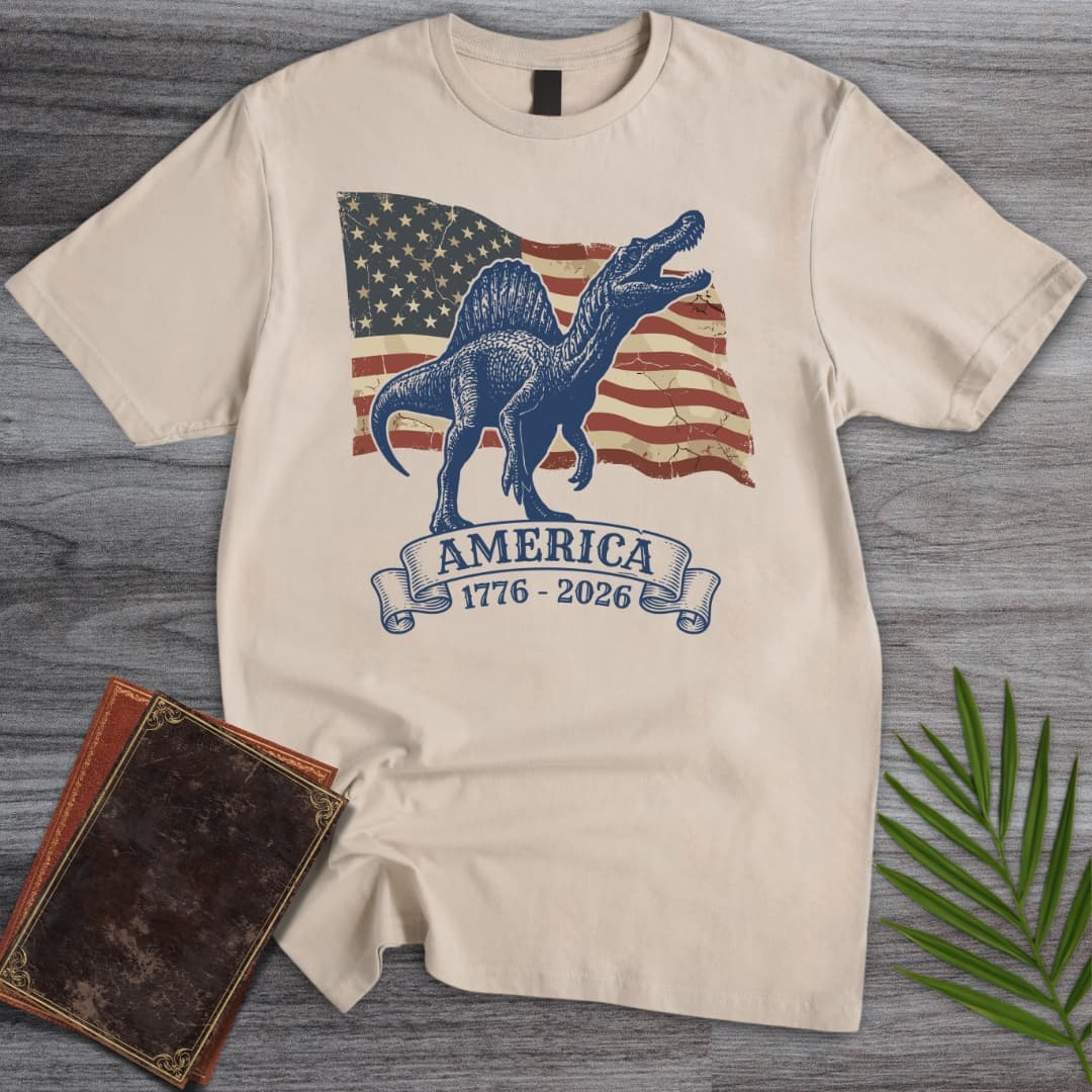 T-Shirt Sand / S American Flag Spinosaurus Americas 250th T-Shirt