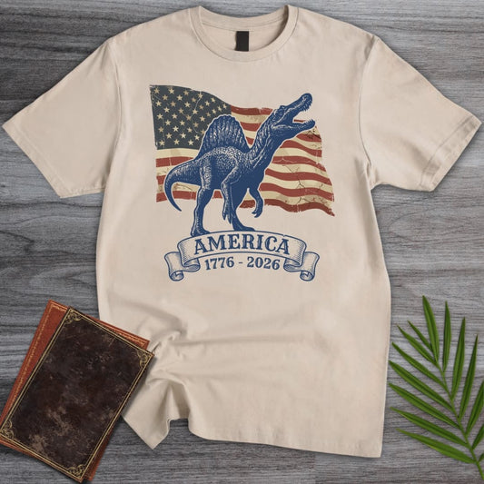 T-Shirt Sand / S American Flag Spinosaurus Americas 250th T-Shirt