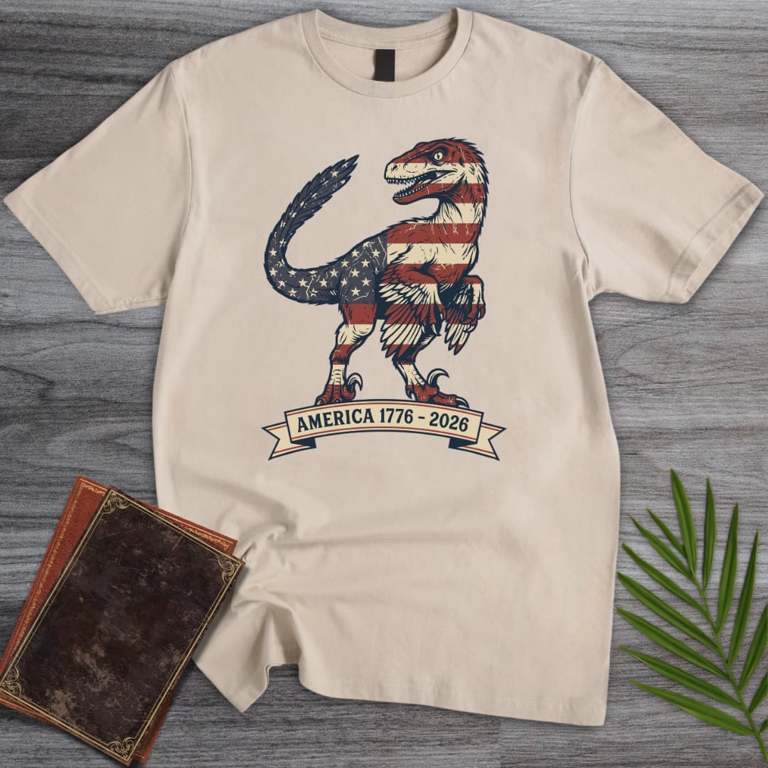 T-Shirt Sand / S Americas 250th Liberty Talon Deinonychus T-Shirt