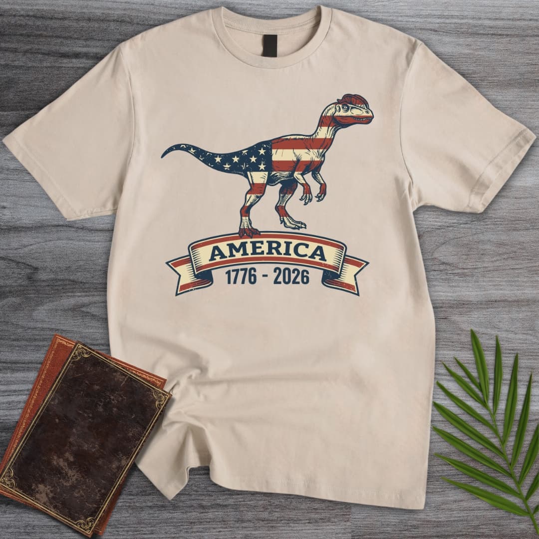 T-Shirt Sand / S Americas 250Th Star-Spangled Dilophosaurus T-Shirt