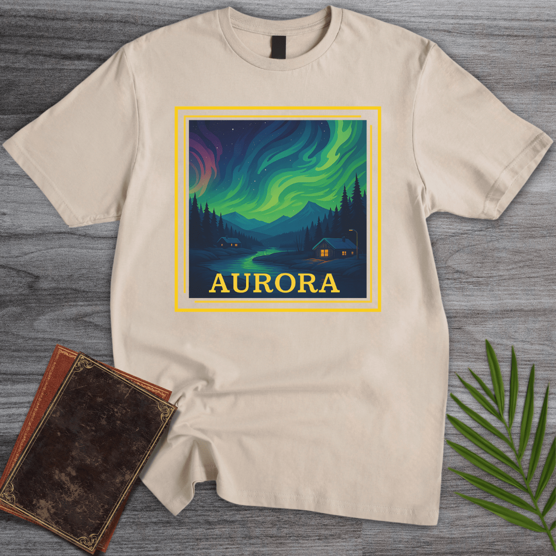 T-Shirt Sand / S Aurora Borealis, Northern Nightscape T-Shirt