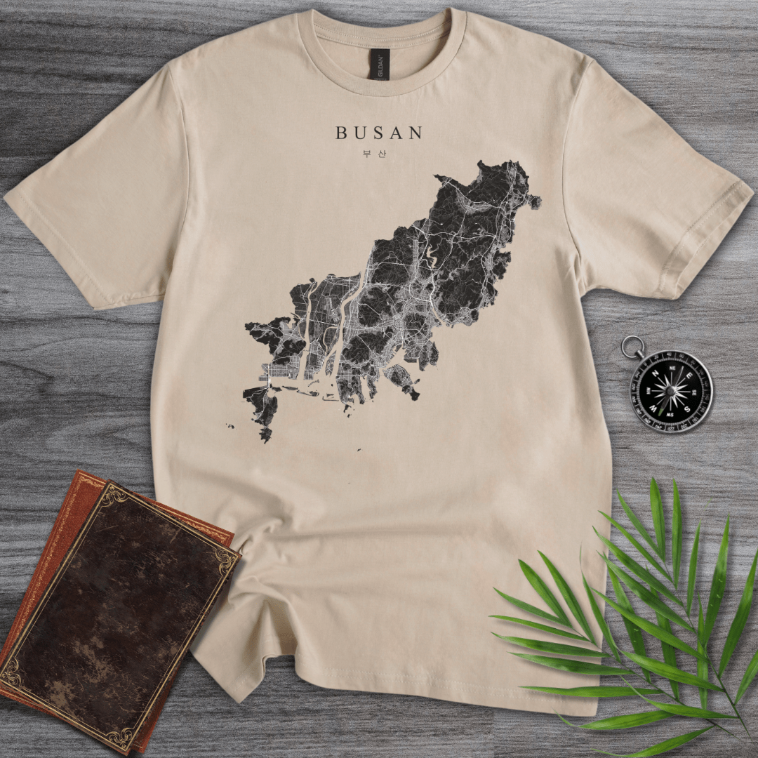 T-Shirt Sand / S Busan South Korea Map T-Shirt