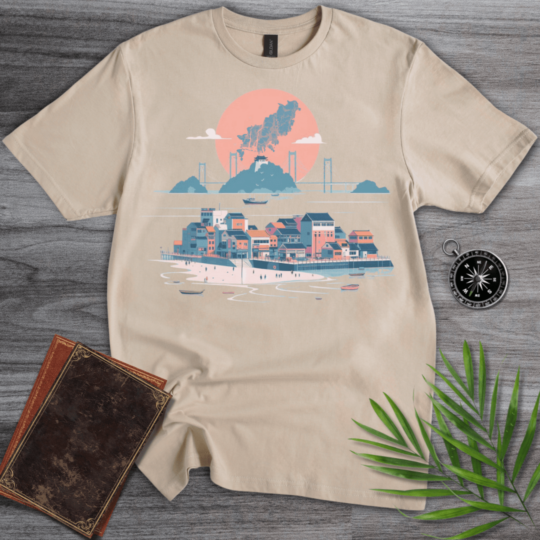 T-Shirt Sand / S Busan, South Korea Moon Map Graphic T-Shirt