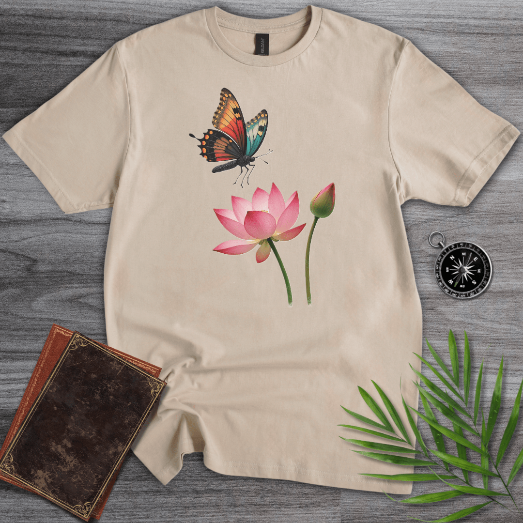 T-Shirt Sand / S Butterfly Blooms T-Shirt