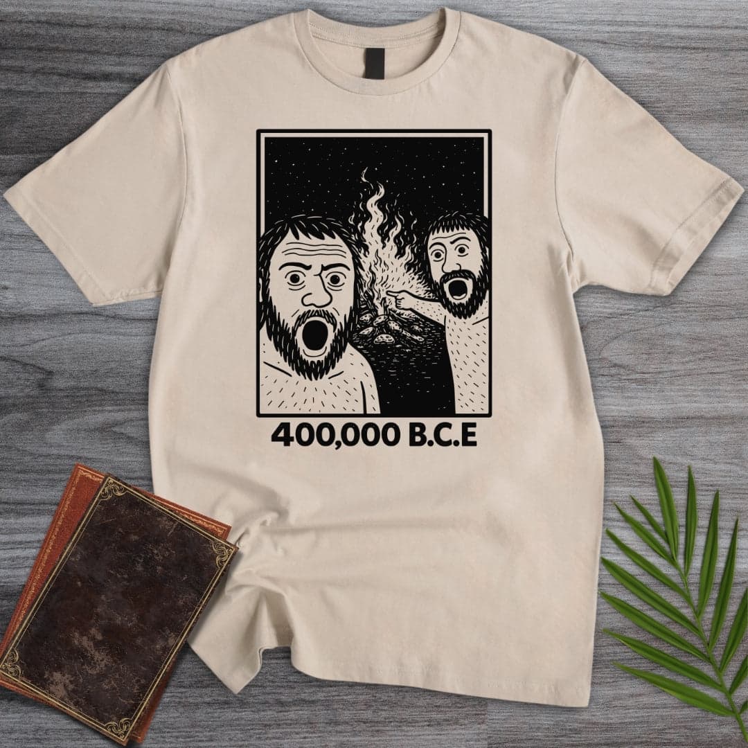 T-Shirt Sand / S Cavemen Discover Fire T-Shirt