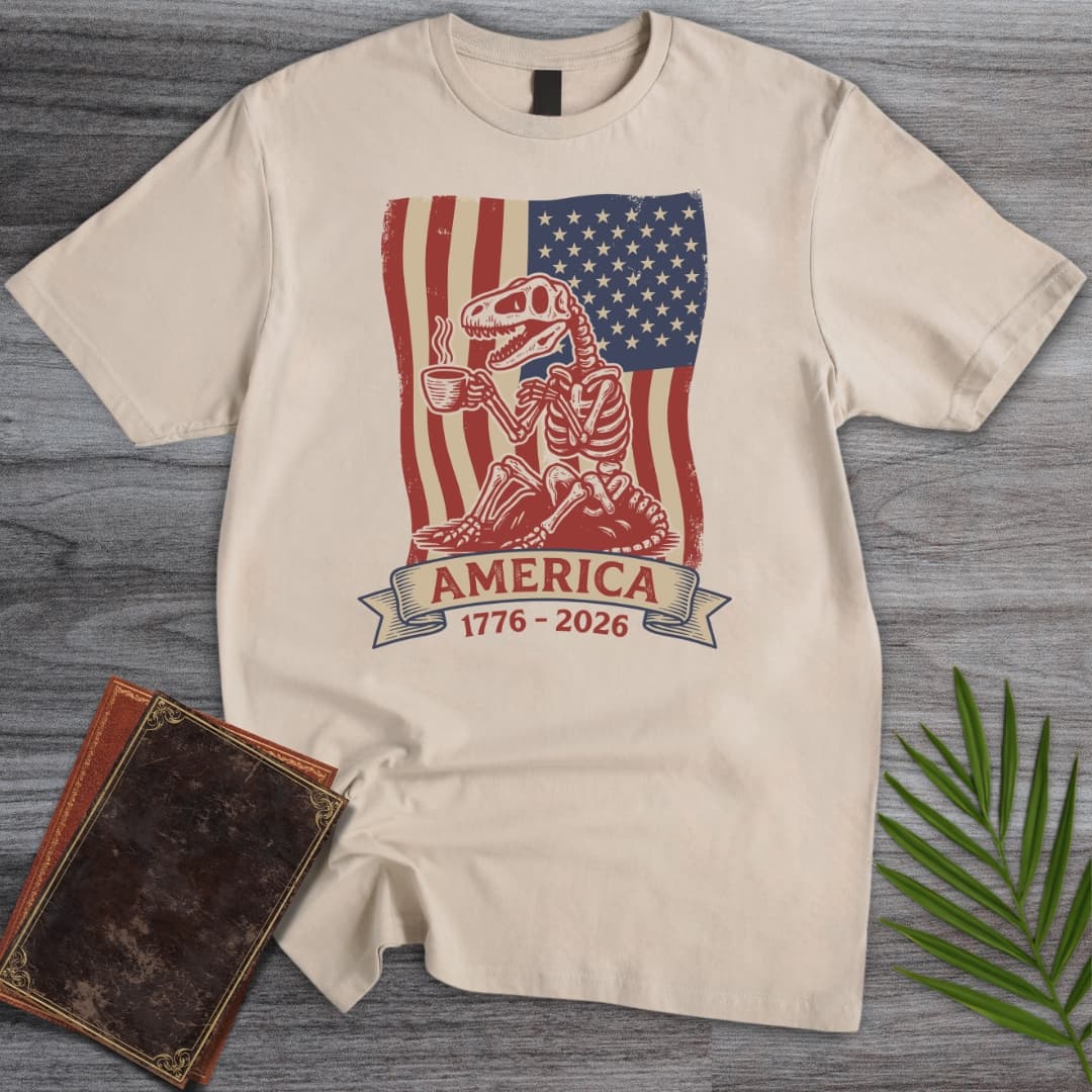 T-Shirt Sand / S Coffee T-Rex Skeleton Americas 250th T-Shirt