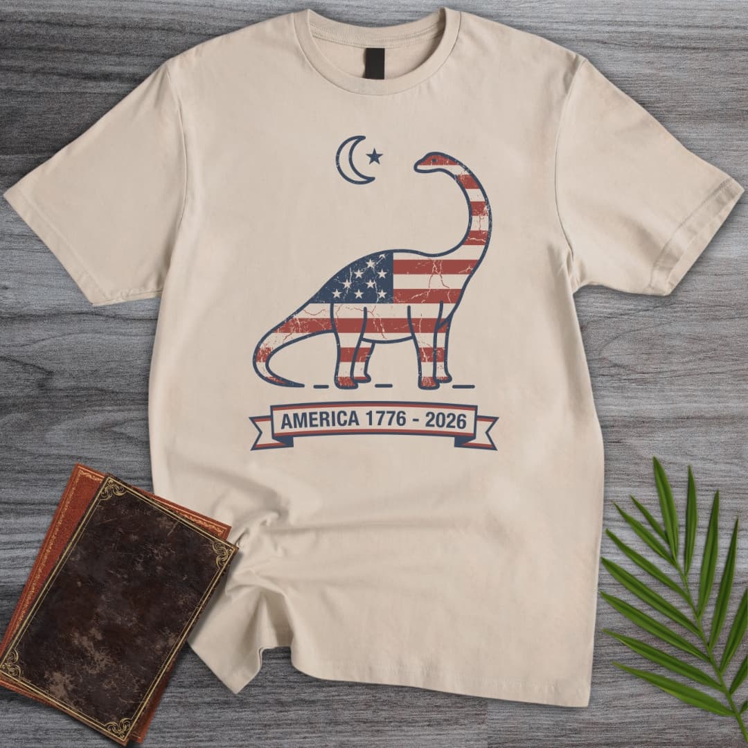 T-Shirt Sand / S Crescent Moon Brachiosaurus Americas 250th T-Shirt