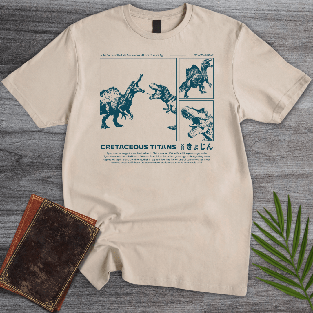 T-Shirt Sand / S Cretaceous Titans: Spino vs. Rex T-Shirt