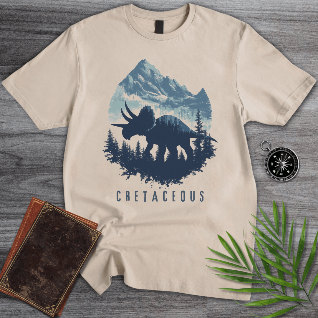T-Shirt Sand / S Cretaceous Triceratops Silhouette Graphic T-Shirt