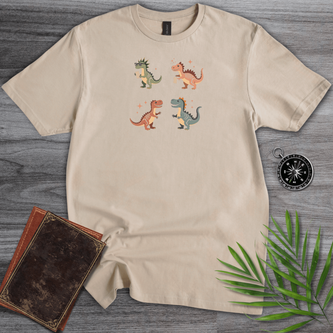 T-Shirt Sand / S Cute Dinosaur Scholars, Thinkers and Dreamers T-Shirt