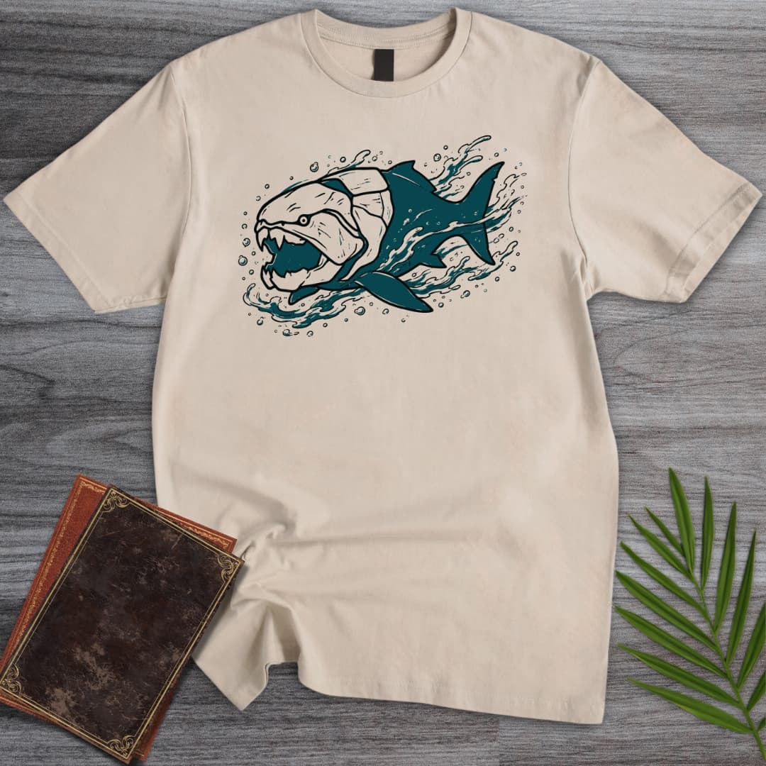 T-Shirt Sand / S Deep Teal Dunkleosteus T-Shirt