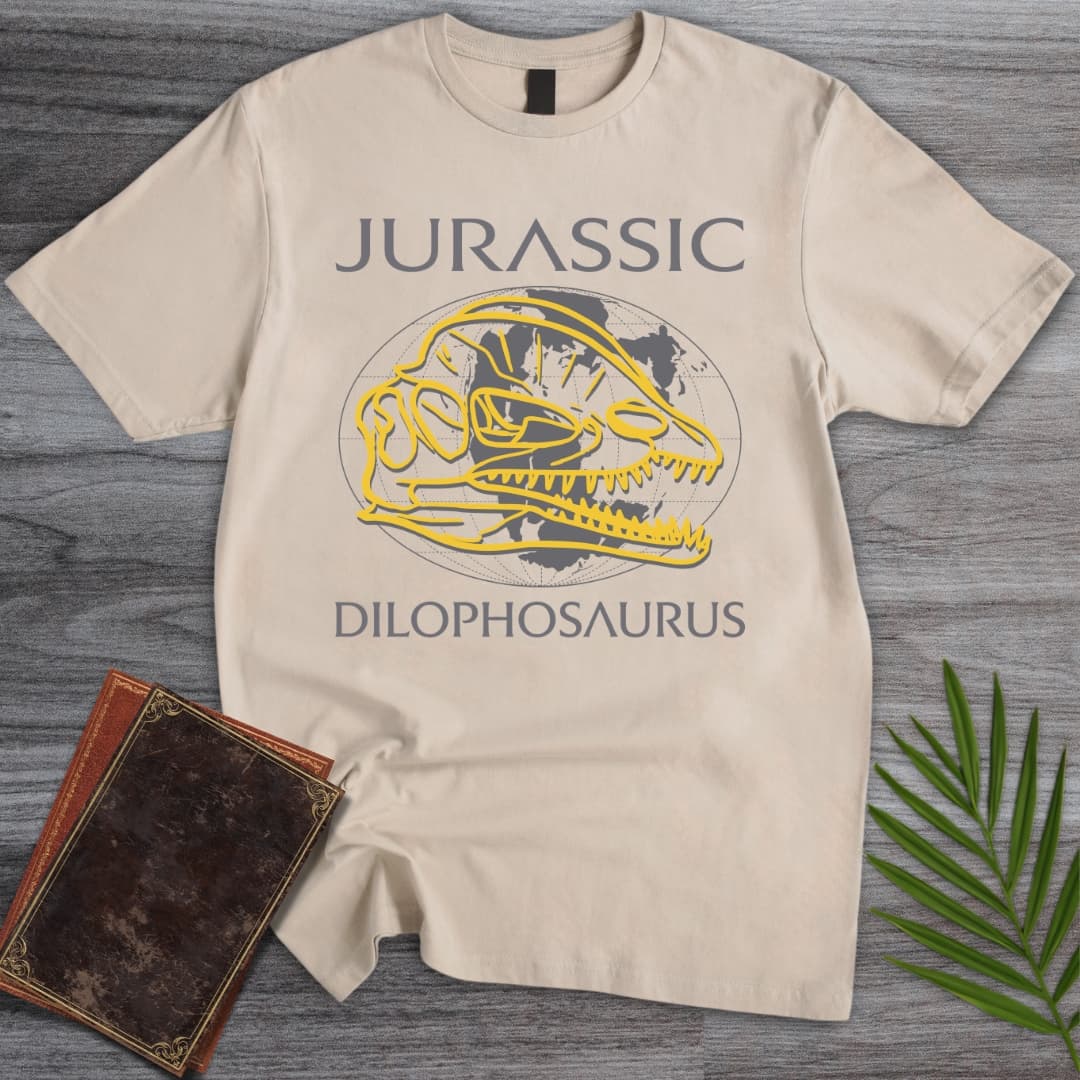 T-Shirt Sand / S Dilophosaurus Jurassic Map T-Shirt