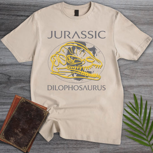 T-Shirt Sand / S Dilophosaurus Jurassic Map T-Shirt