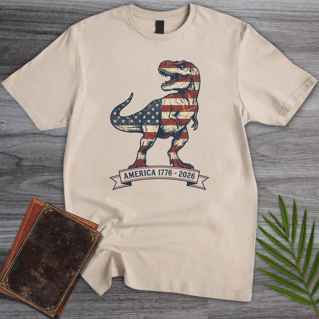 T-Shirt Sand / S Distressed T-Rex Americas 250th T-Shirt
