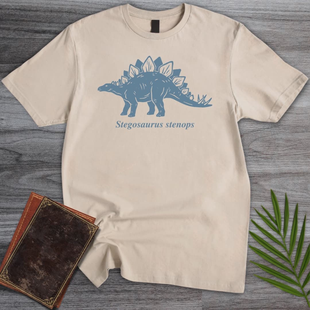 T-Shirt Sand / S Dusty Blue Stegosaurus T-Shirt