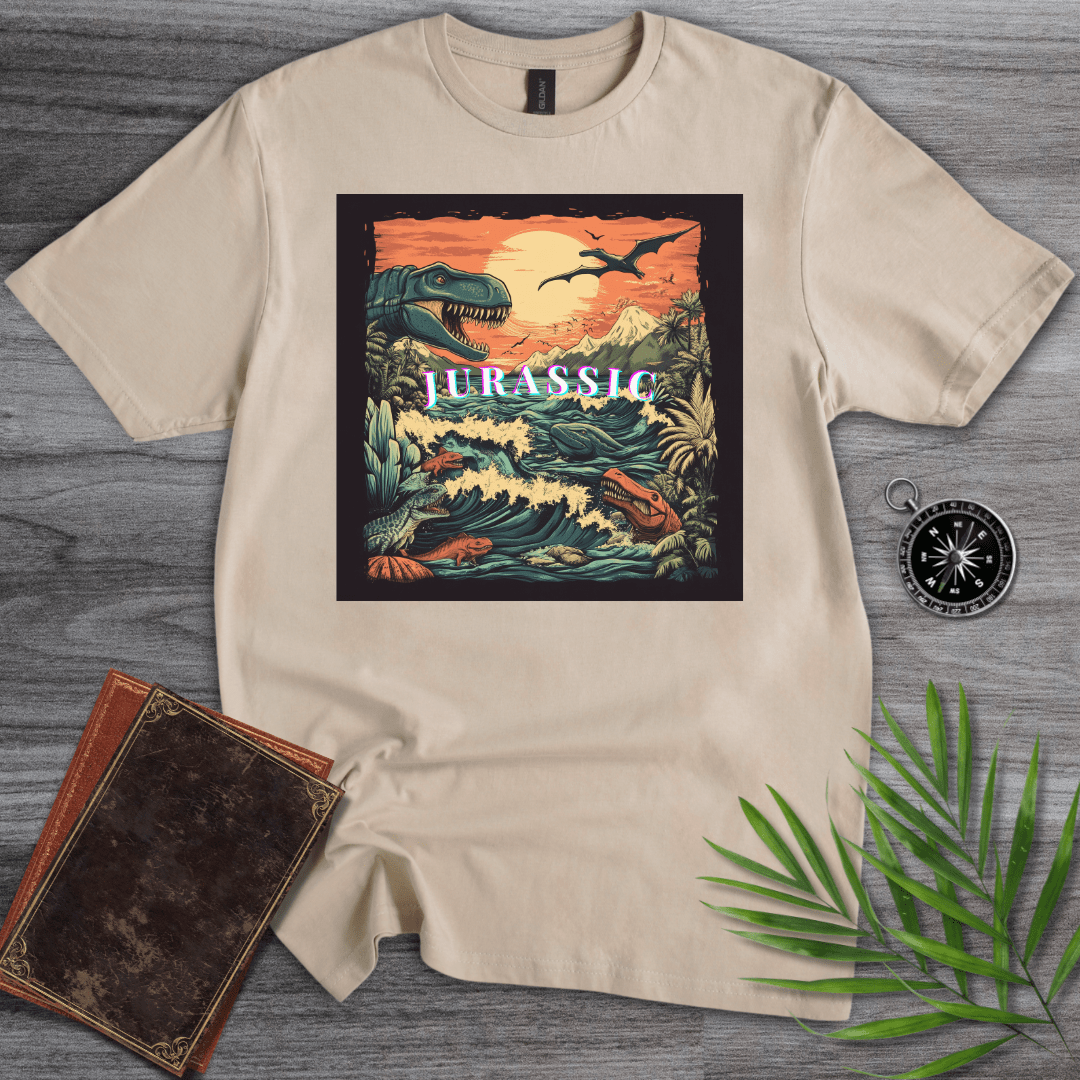 T-Shirt Sand / S Epic Jurassic Dino Landscape T-Shirt