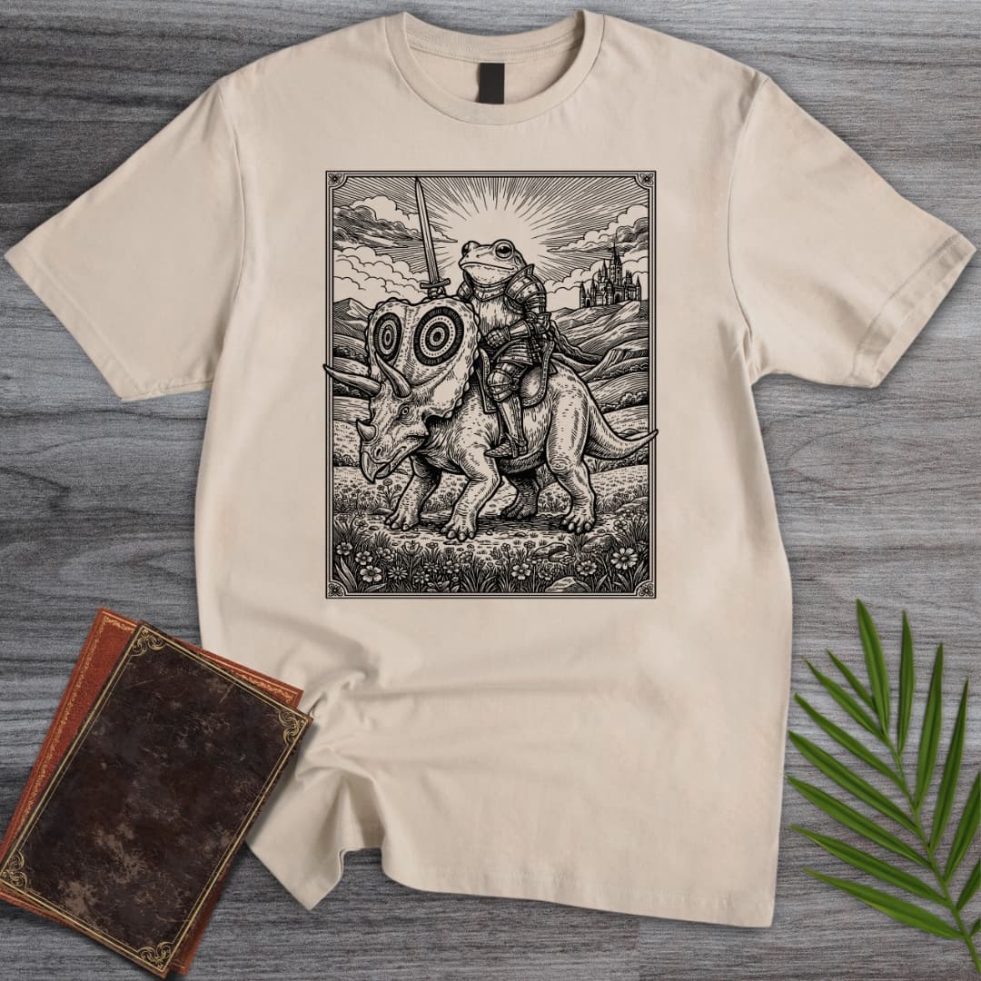 T-Shirt Sand / S Frog Knight Torosaurus Rider T-Shirt