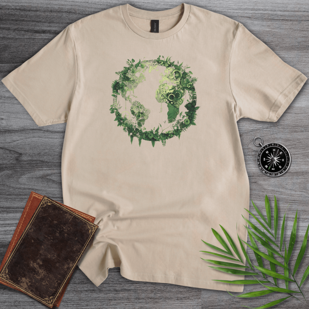 T-Shirt Sand / S Green Continents Graphic T-Shirt