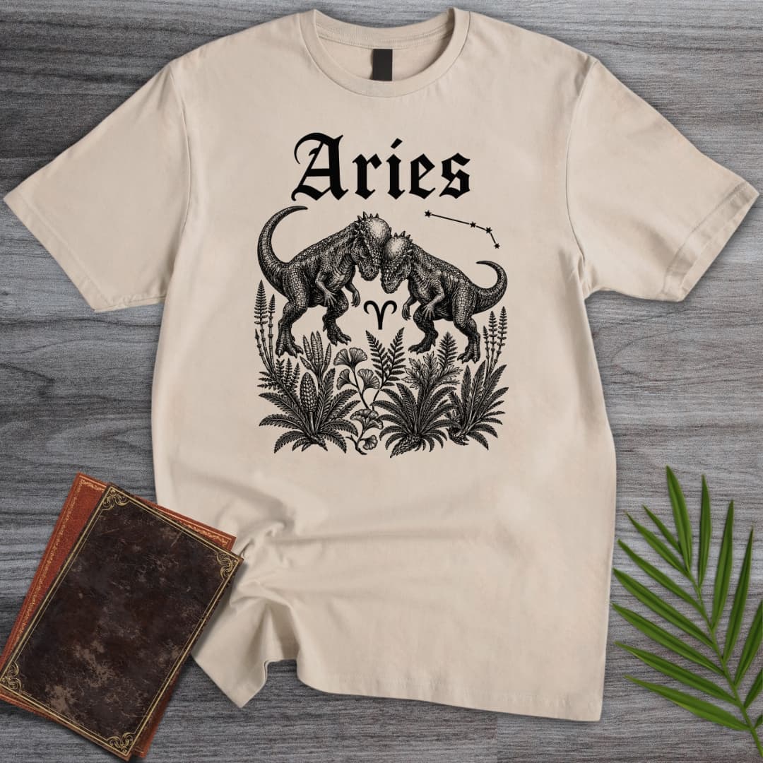 T-Shirt Sand / S Horoscope: Aries Pachycephalosaurus T-Shirt
