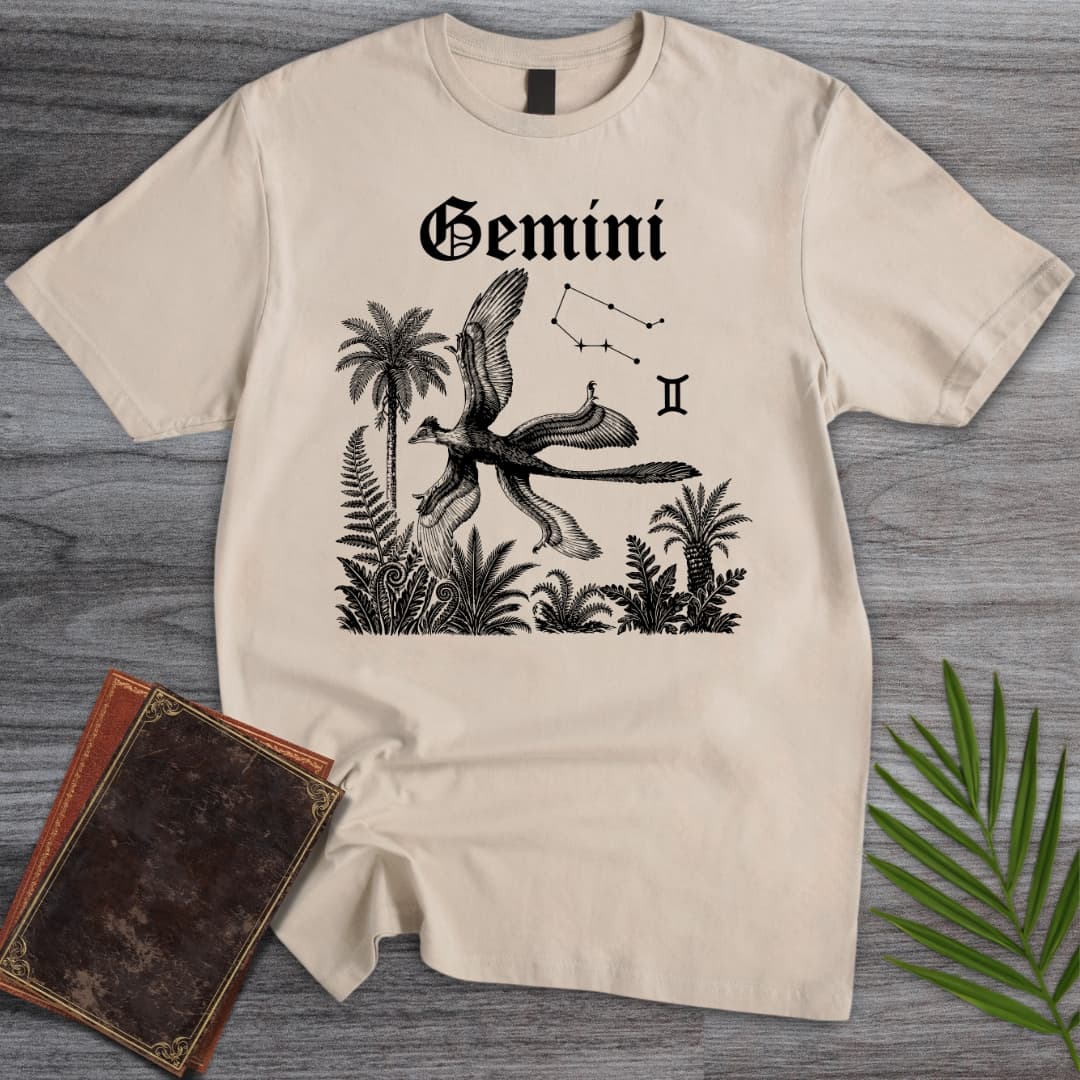 T-Shirt Sand / S Horoscope: Gemini Microraptor T-Shirt
