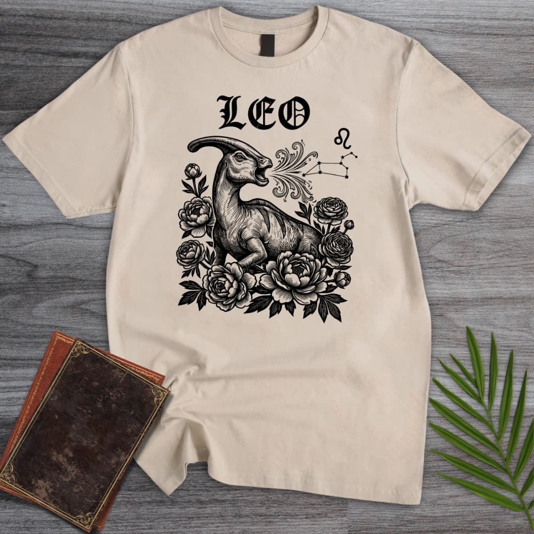 T-Shirt Sand / S Horoscope: Leo Parasaurolophus T-Shirt