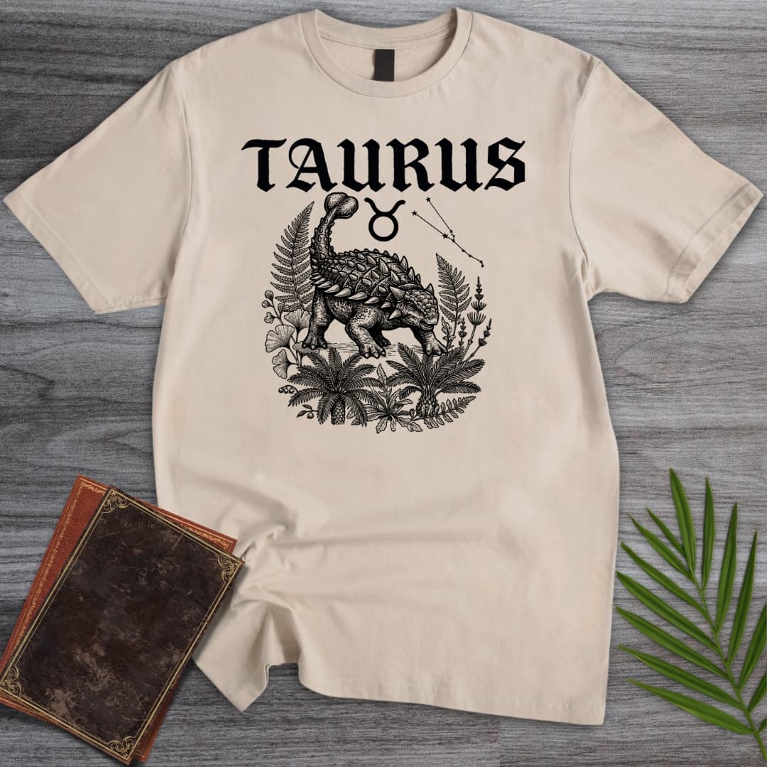 T-Shirt Sand / S Horoscope Taurus Ankylosaurus T-Shirt
