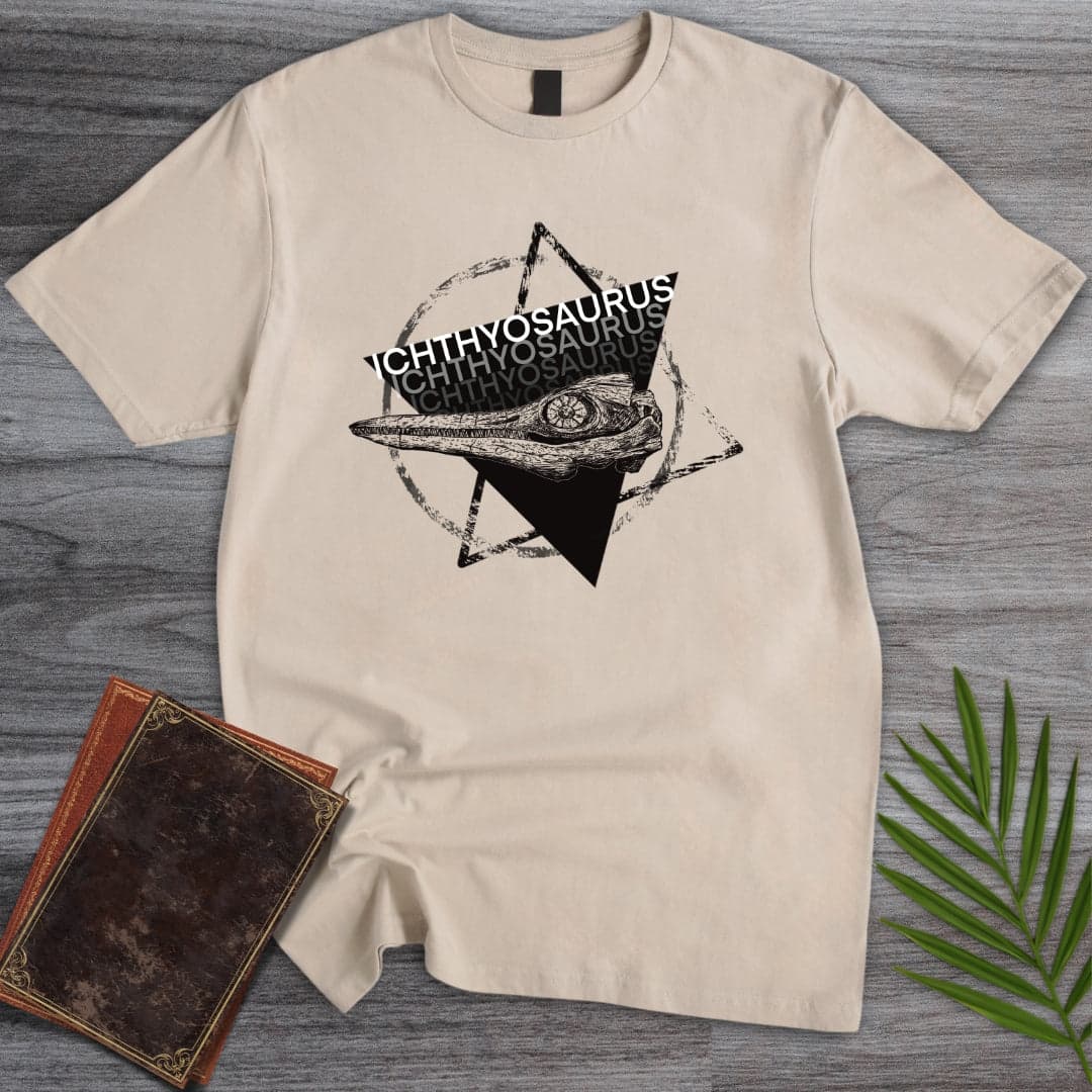 T-Shirt Sand / S Ichtyosaurus Skull Geometry T-Shirt (farkas.art)