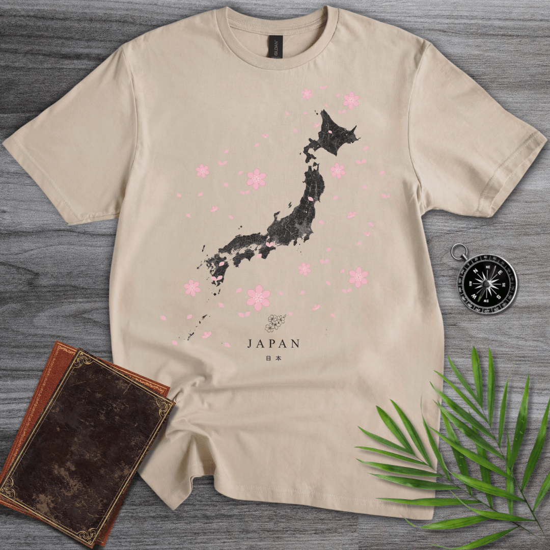 T-Shirt Sand / S Japan Flower & Map T-Shirt