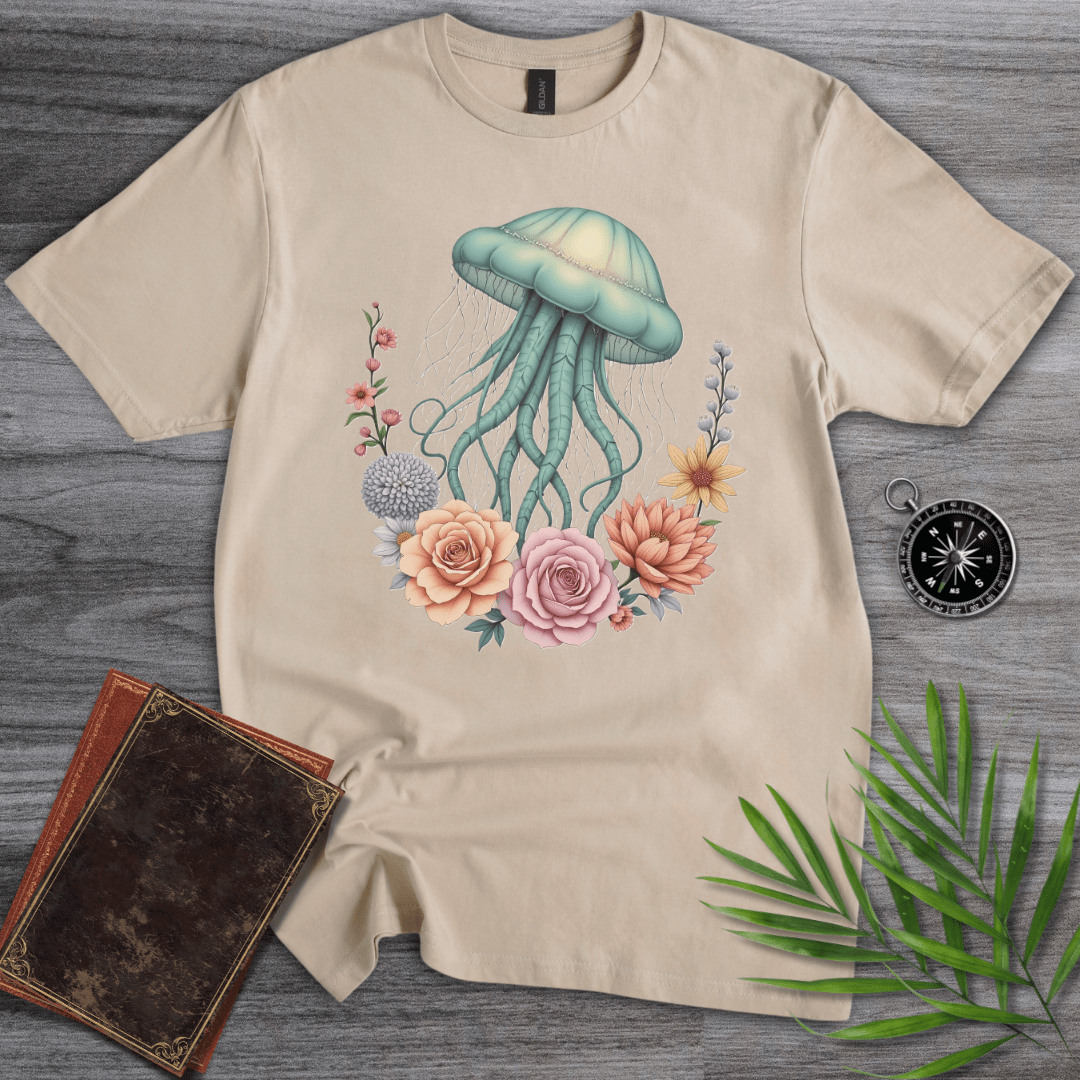 T-Shirt Sand / S Jellyfish Floral Graphic T-Shirt