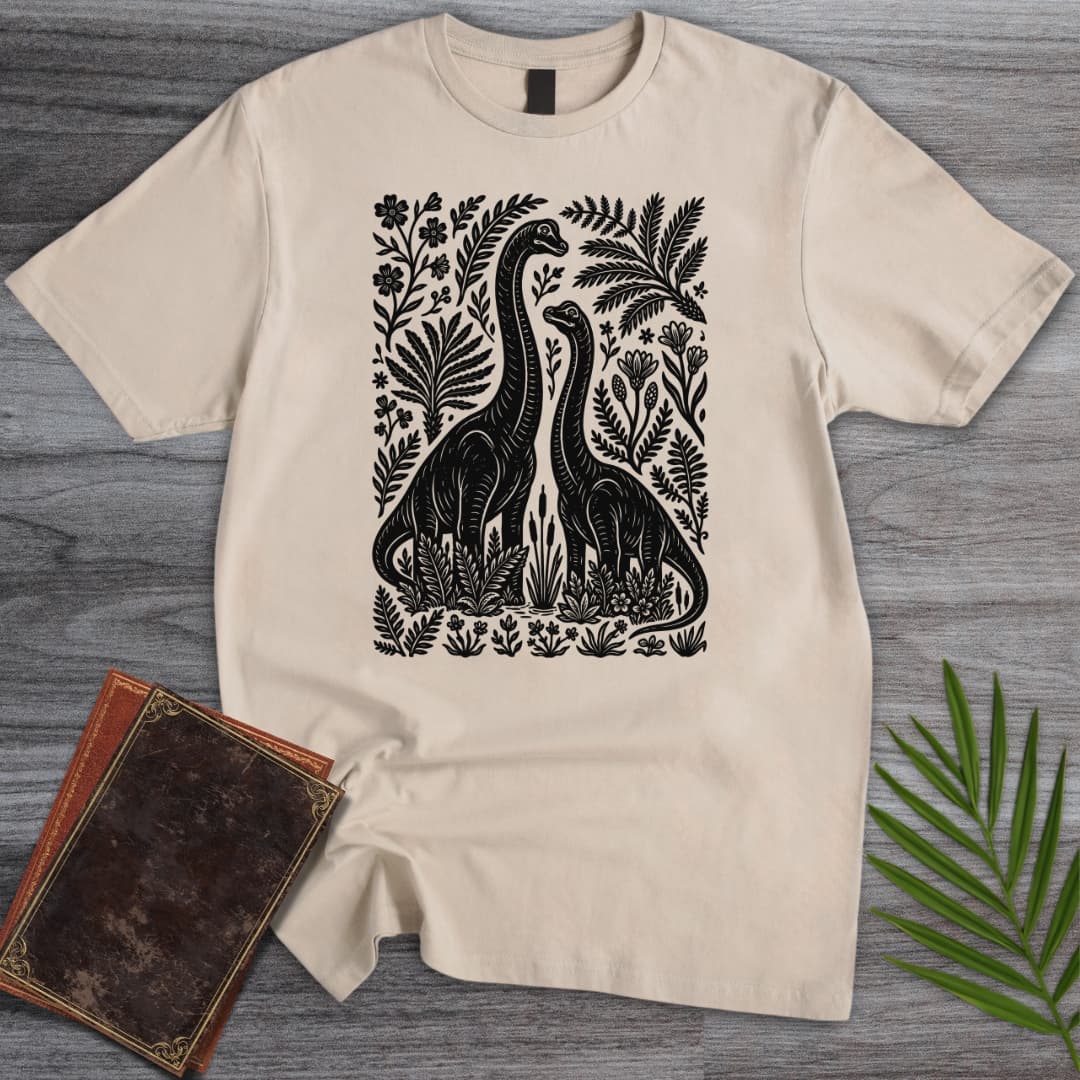 T-Shirt Sand / S Linocut Dino Lovers T-Shirt