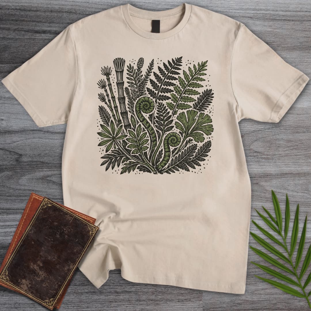 T-Shirt Sand / S Linocut Mesozoic Plants T-Shirt
